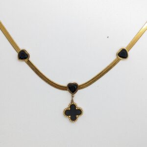 Onyx Heart Serpent Chain Necklace