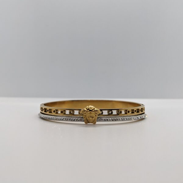 Versace White Strip Medusa Bangle
