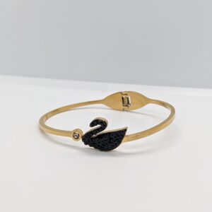 Ebony Swan Black Gold Bangle