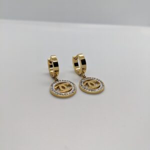 Chanel White Stripped Earings